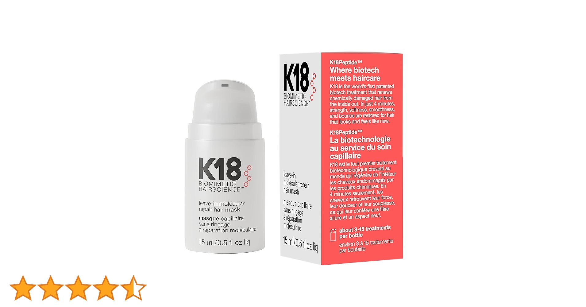 Amazon | K18 ヘアマスク 洗い流さない 15ml Leave-in molecular